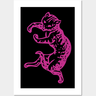 Pink cat dancing Posters and Art